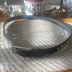 Black Leather Belt with Silver Accents